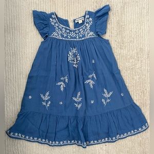 Roller Rabbit girls blue and white embroidered dress